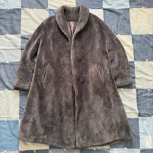 60s princeton’s faux fur trench coat ollegro grey sherpa M